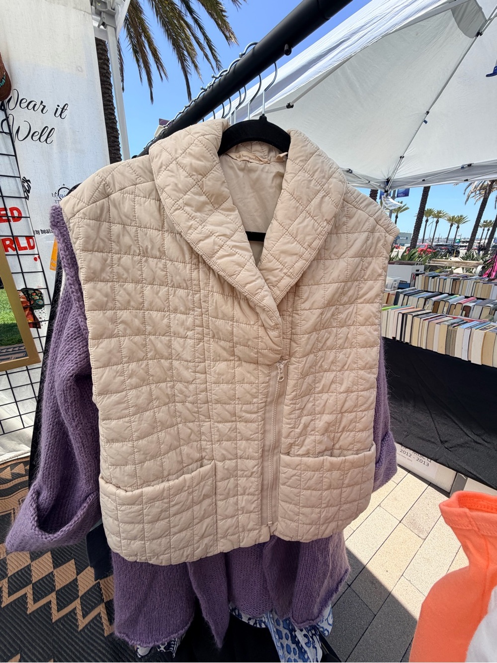 Soft Surroundings Quilted Shawl-Collar Vest in Beige
